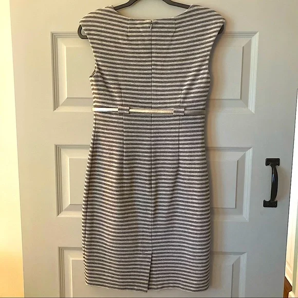 Gray Belted Wear to Work Dress - Picture 2 of 7
